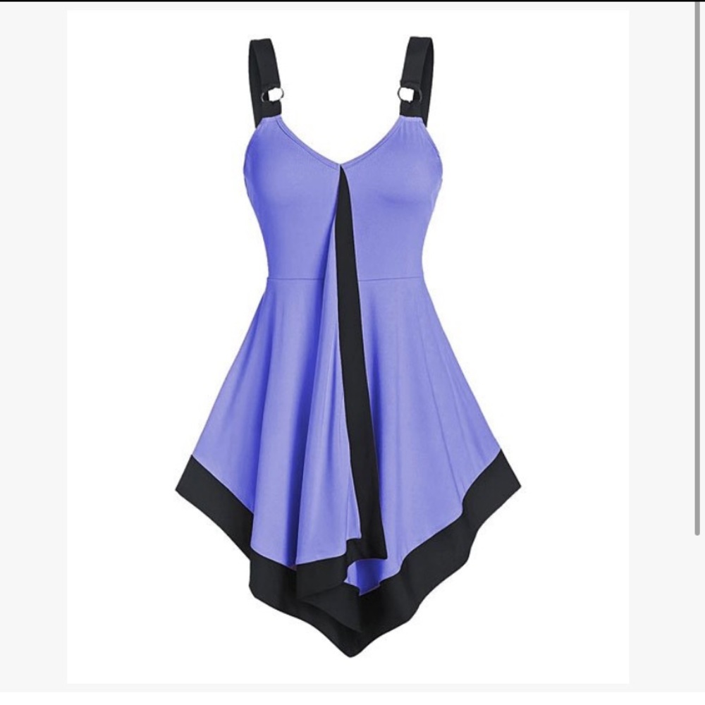 Cellabie brand, new with tags, size Large, cute top, “blue”pointed hem A-line